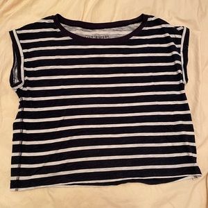 Cropped Striped Navy Tee